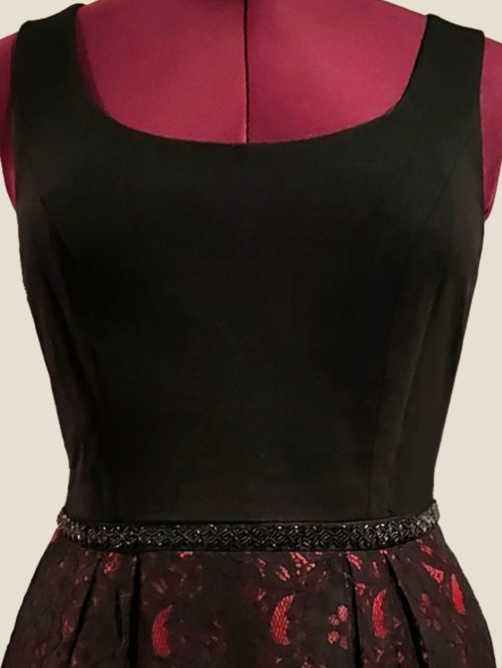 Carmen Mark Valvo Floral Lace Dress With Beaded Trim, Women's Size 14